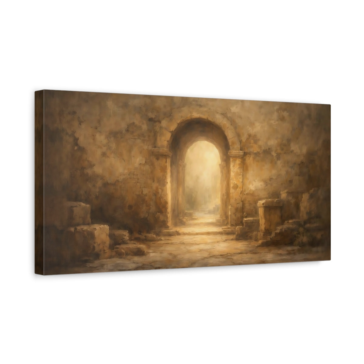Side Mockup 3. Vintage Stone Arch Ancient Stone Arch shown as stretched canvas wall art