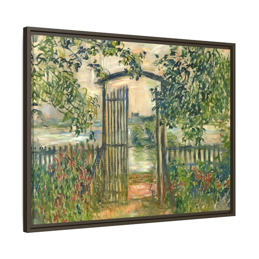 Claude Monet Garden Gate at Vetheuil - Framed Canvas Wall Art Print