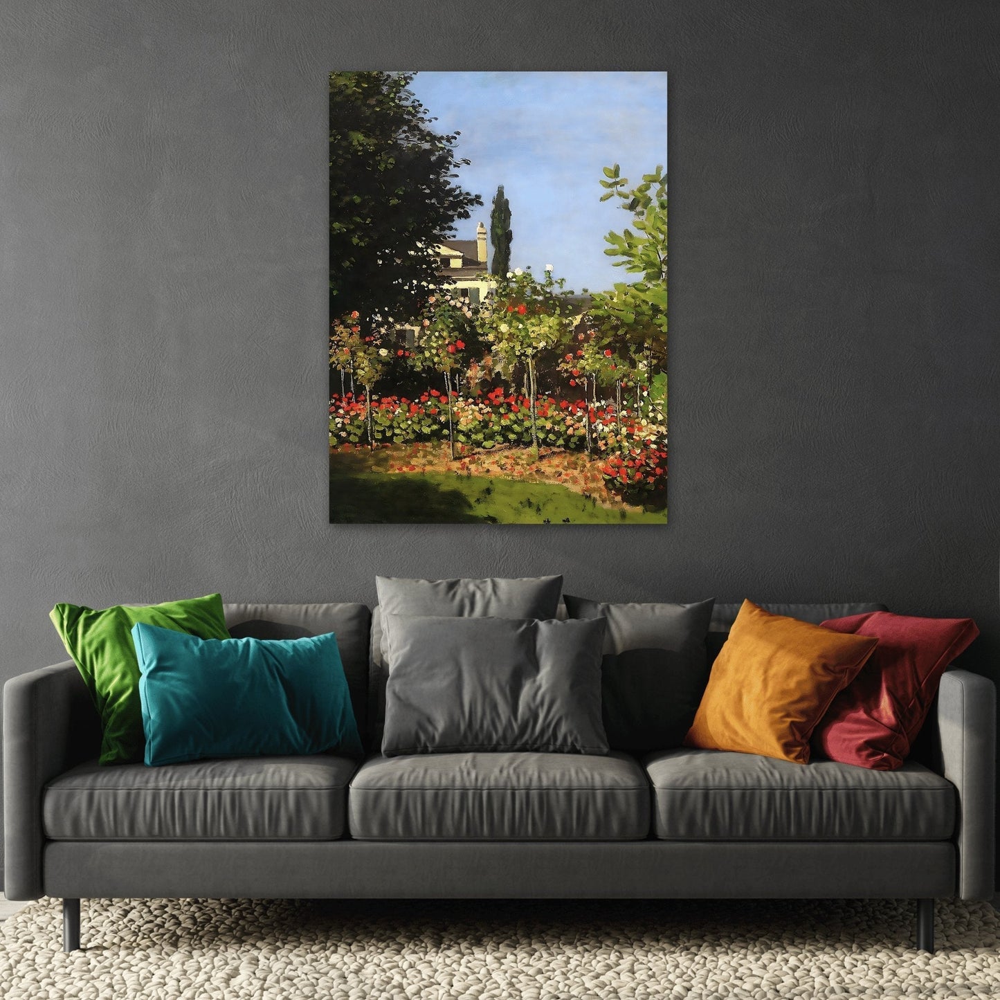 Claude Monet Garden in Bloom at Sainte Addresse - Canvas Art Reproduction