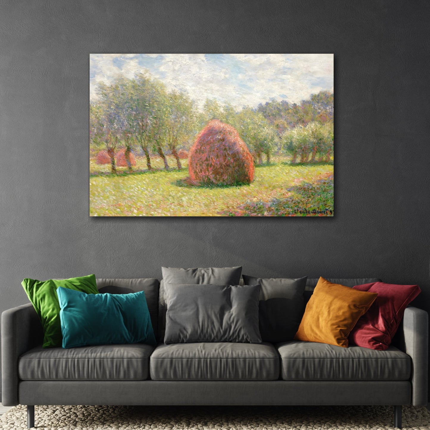 Claude Monet Grindstones in Giverny - Framed Canvas Wall Art Print