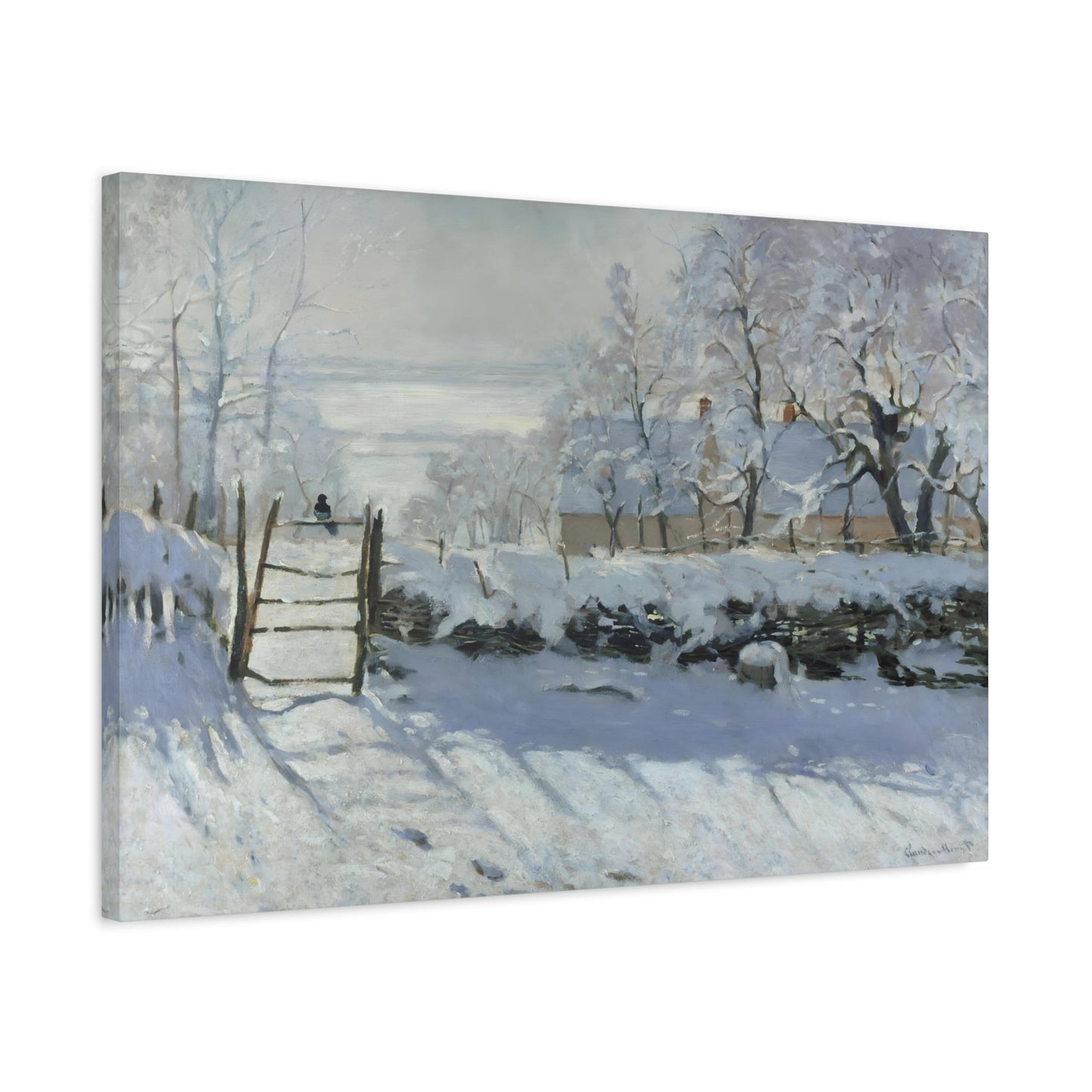 Claude Monet Magpie - Snow Canvas Wall Art Print Reproduction