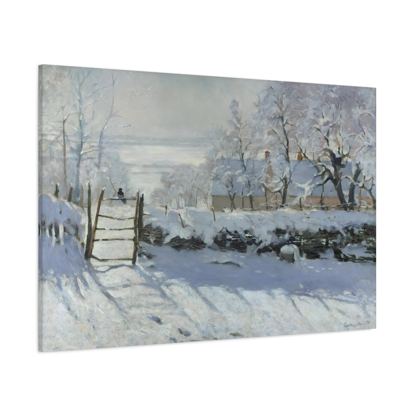 Claude Monet Magpie - Snow Canvas Wall Art Print Reproduction