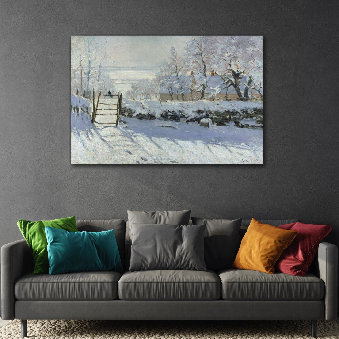 Claude Monet Magpie - Snow Canvas Wall Art Print Reproduction