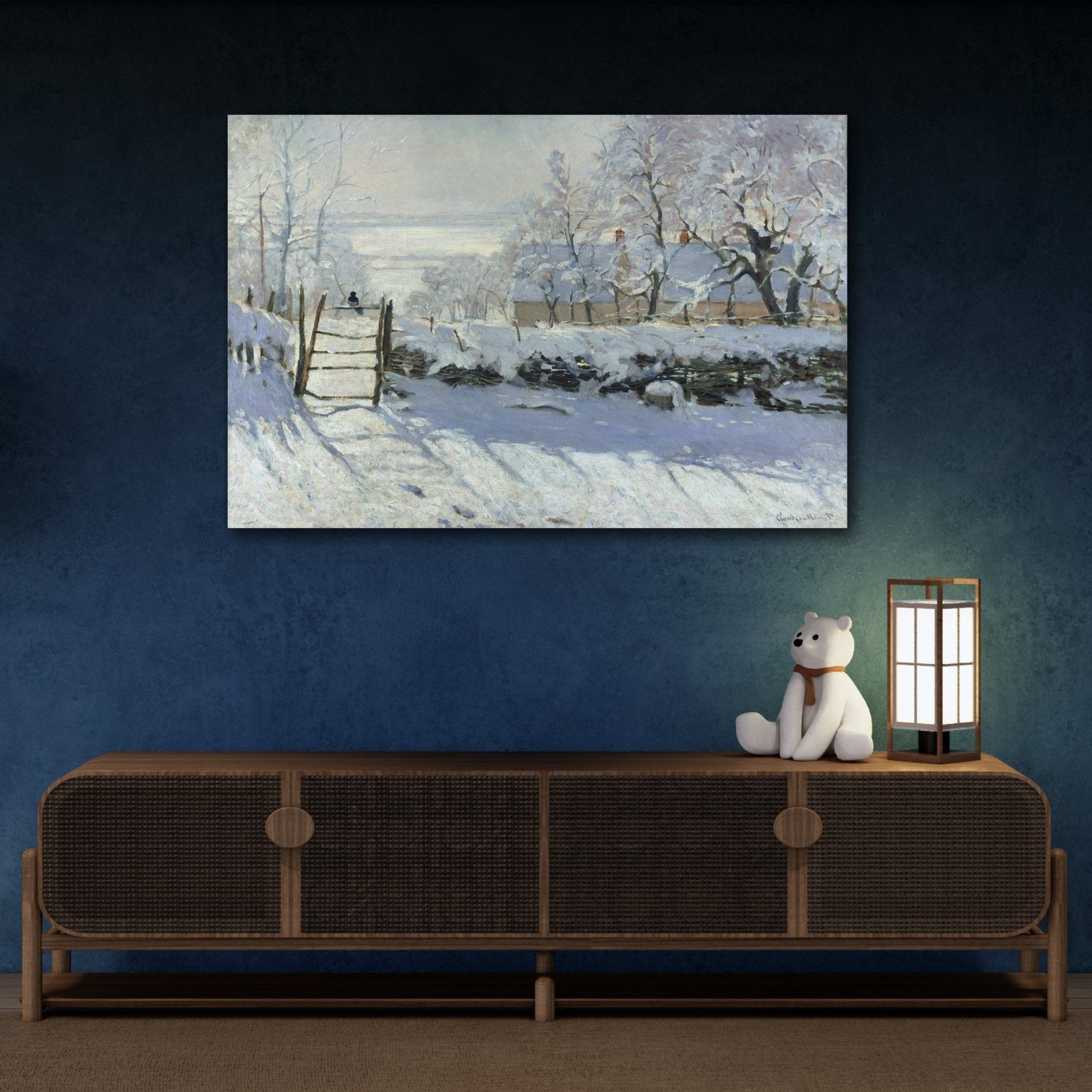 Claude Monet Magpie - Snow Canvas Wall Art Print Reproduction