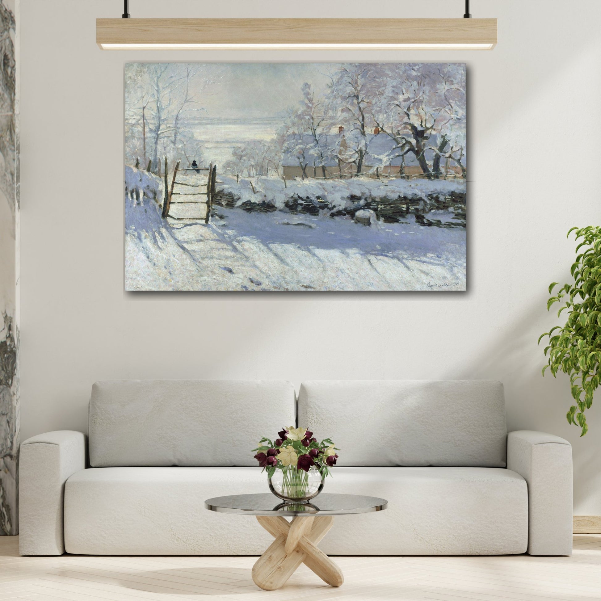 Claude Monet Magpie - Snow Canvas Wall Art Print Reproduction