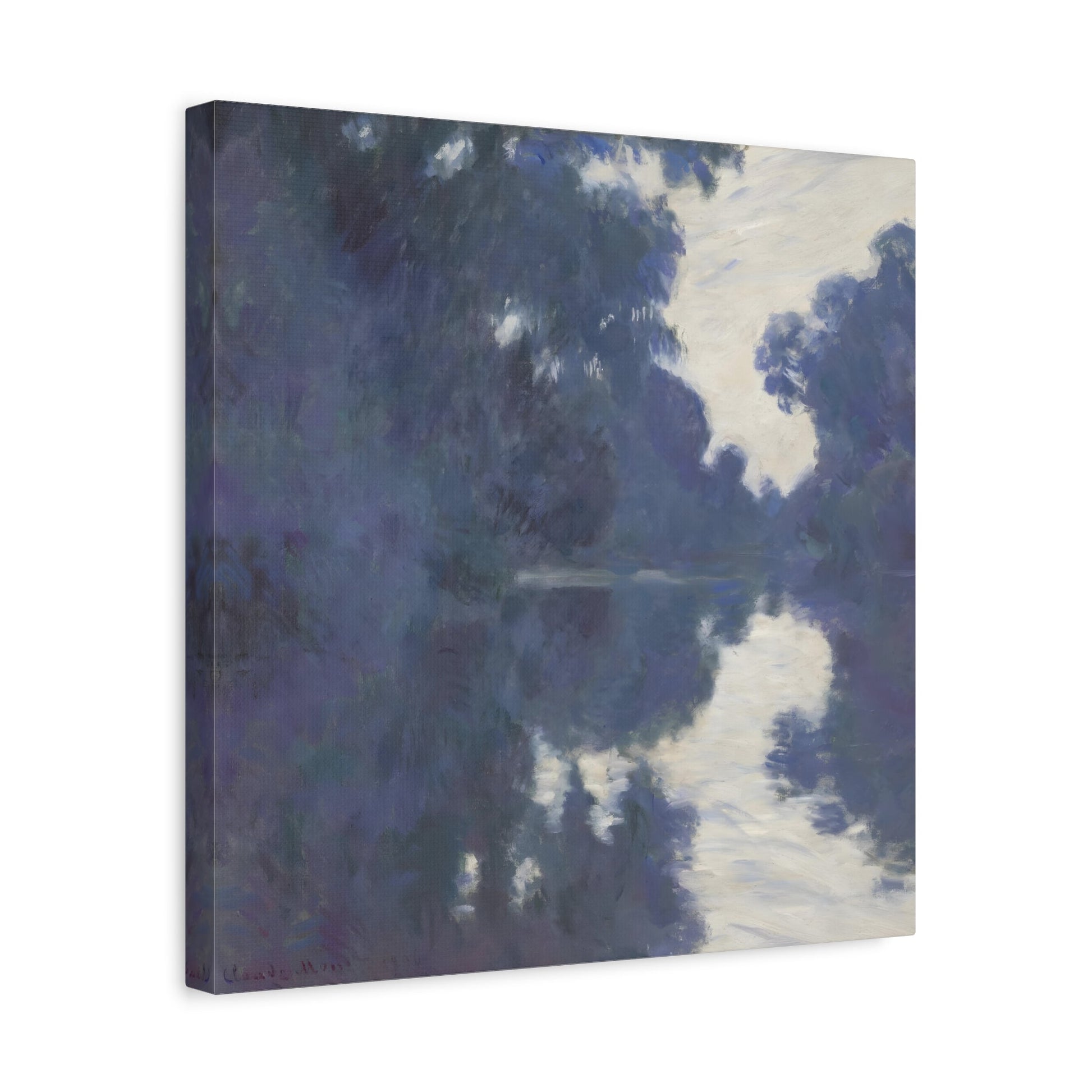 Claude Monet Morning on the Seine - Square Canvas Wall Art Print Reproduction