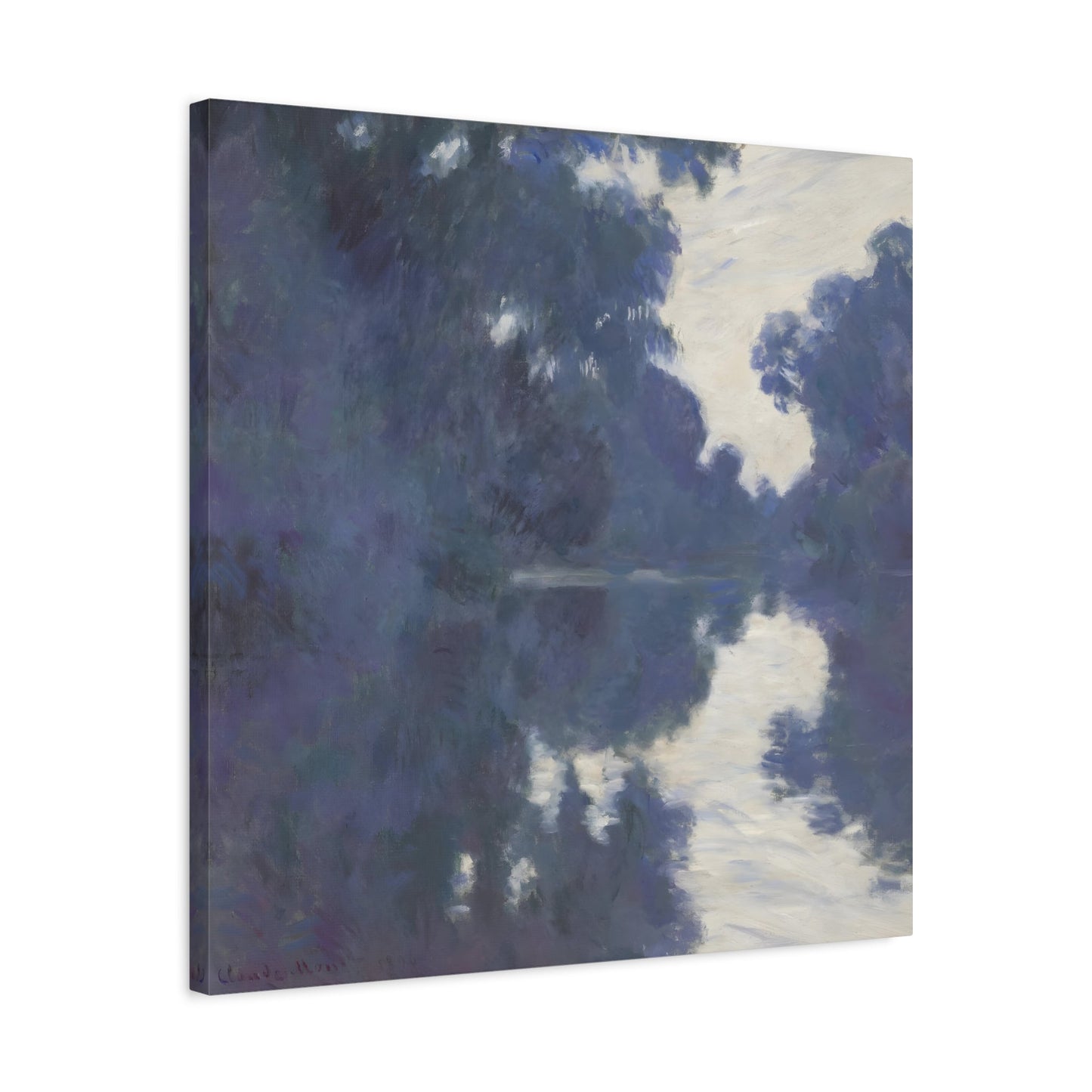 Claude Monet Morning on the Seine - Square Canvas Wall Art Print Reproduction