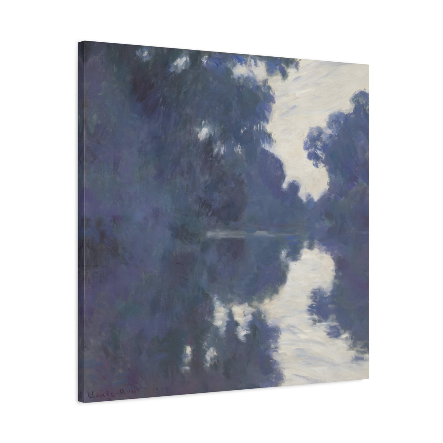 Claude Monet Morning on the Seine - Square Canvas Wall Art Print Reproduction