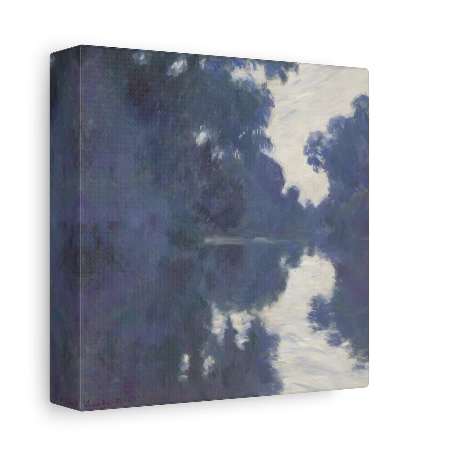 Claude Monet Morning on the Seine - Square Canvas Wall Art Print Reproduction