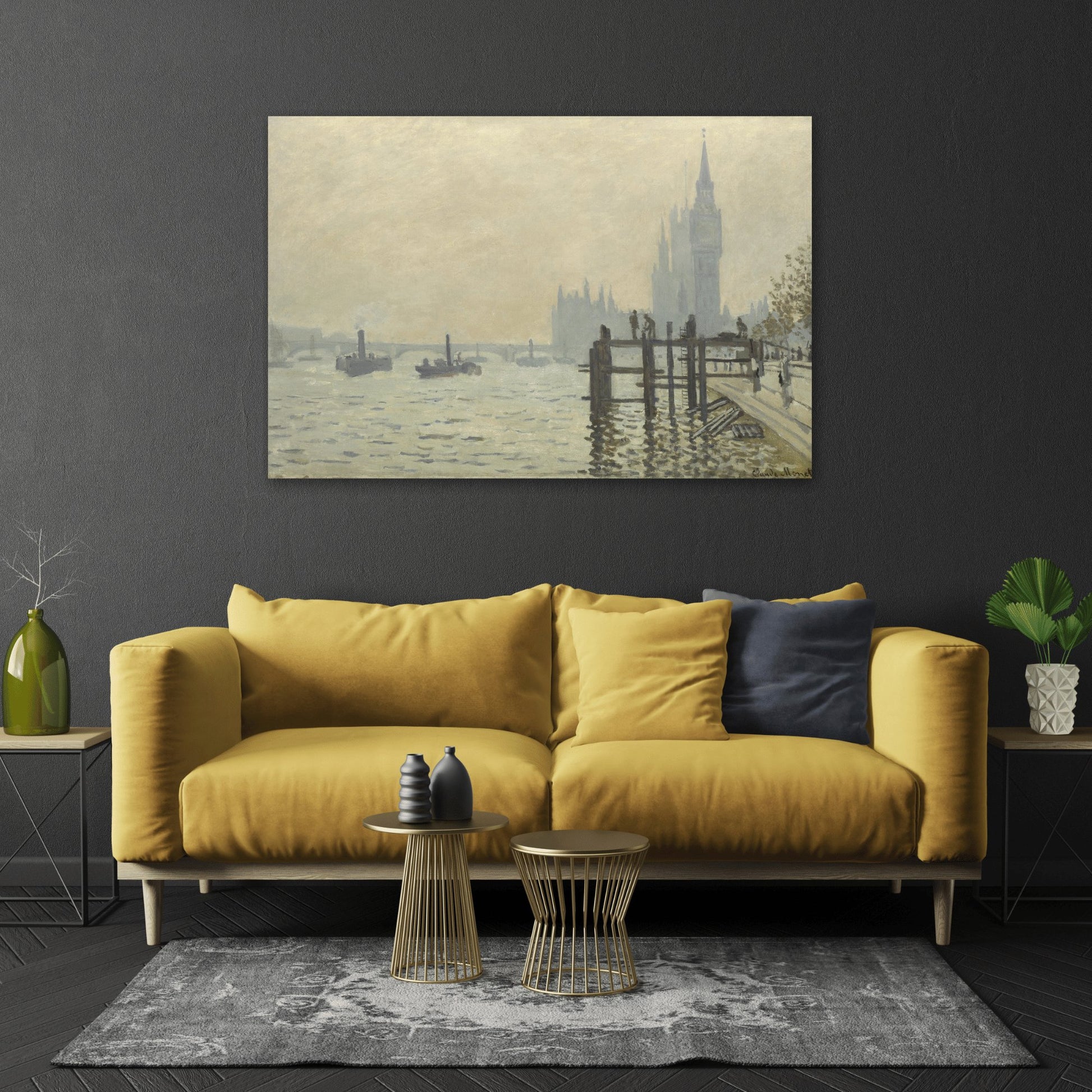 Claude Monet Thames Below Westminster - Canvas Wall Art Reproduction