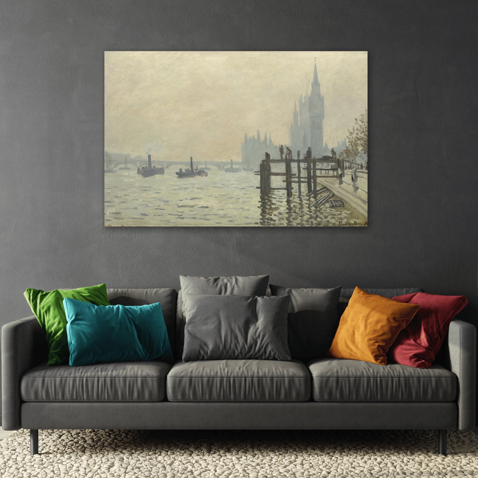 Claude Monet Thames Below Westminster - Canvas Wall Art Reproduction