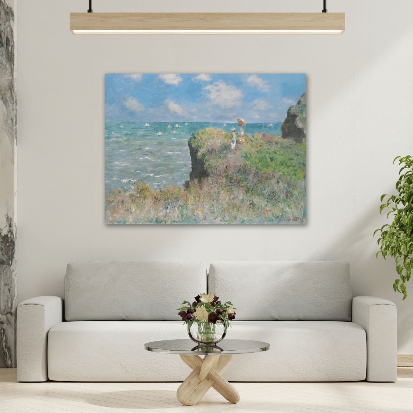 Claude Monet The Cliff Walk at Pourville - Canvas Wall Art Reproduction