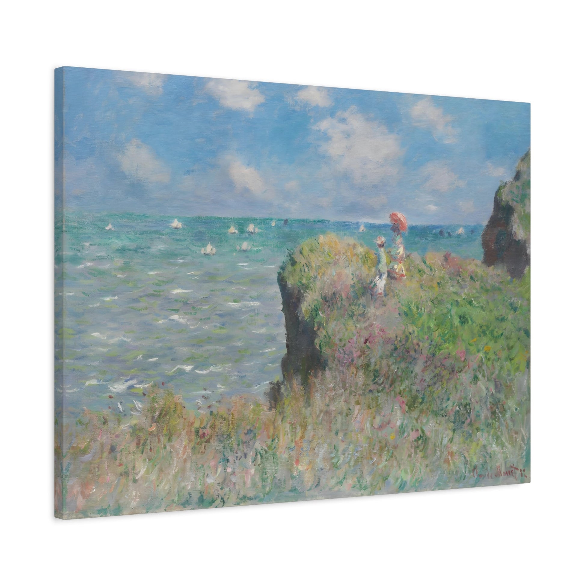 Claude Monet The Cliff Walk at Pourville - Canvas Wall Art Reproduction