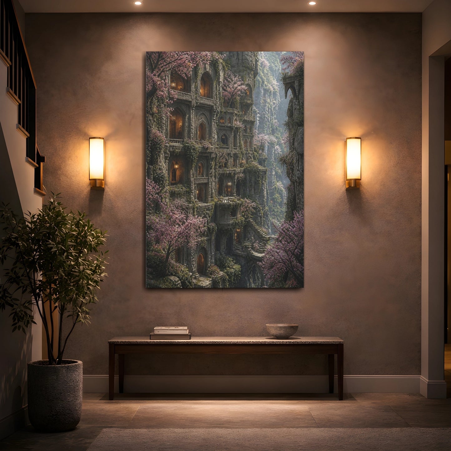 Mockup 2. Cliff Citadel In Bloom shown as canvas print