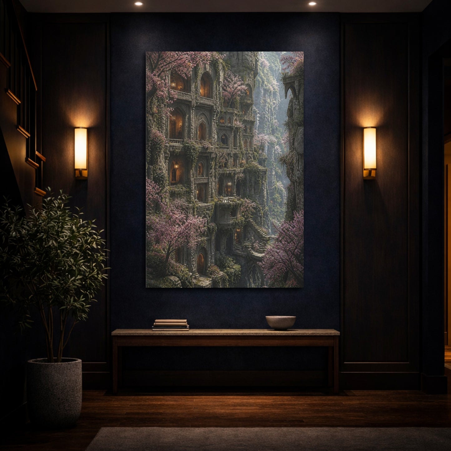 Mockup 4. Cliff Citadel In Bloom shown as canvas print