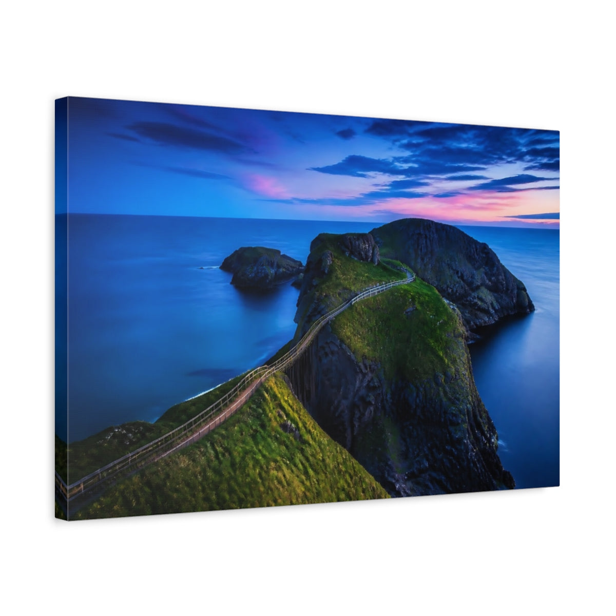 Side Mockup 3. Cliff Walkway At Dusk shown as canvas print