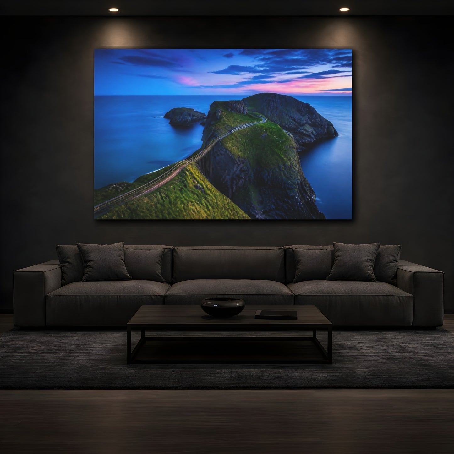 Mockup 3. Cliff Walkway At Dusk shown as canvas print