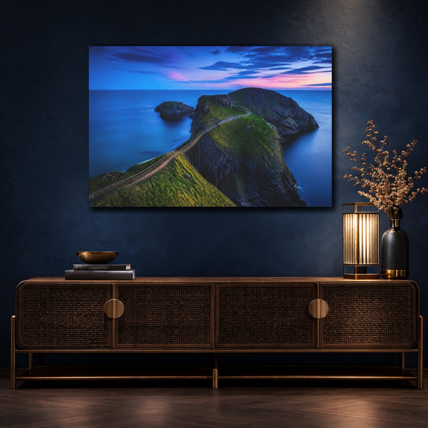 Mockup 4. Cliff Walkway At Dusk shown as canvas print