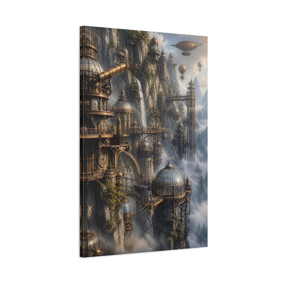 Main Mockup. Cliffside Glass Dome City shown as canvas print