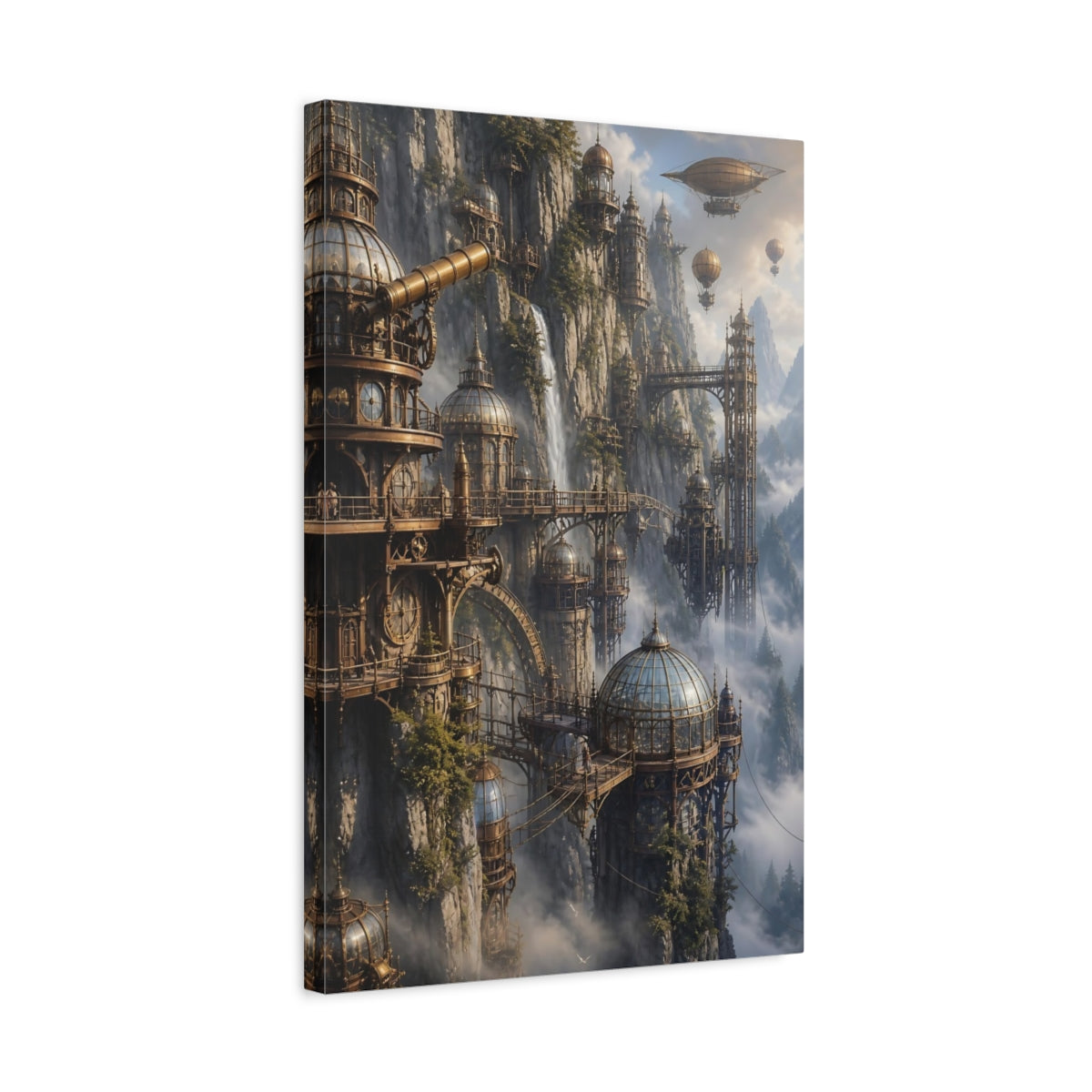 Side Mockup 3. Cliffside Glass Dome City shown as canvas print