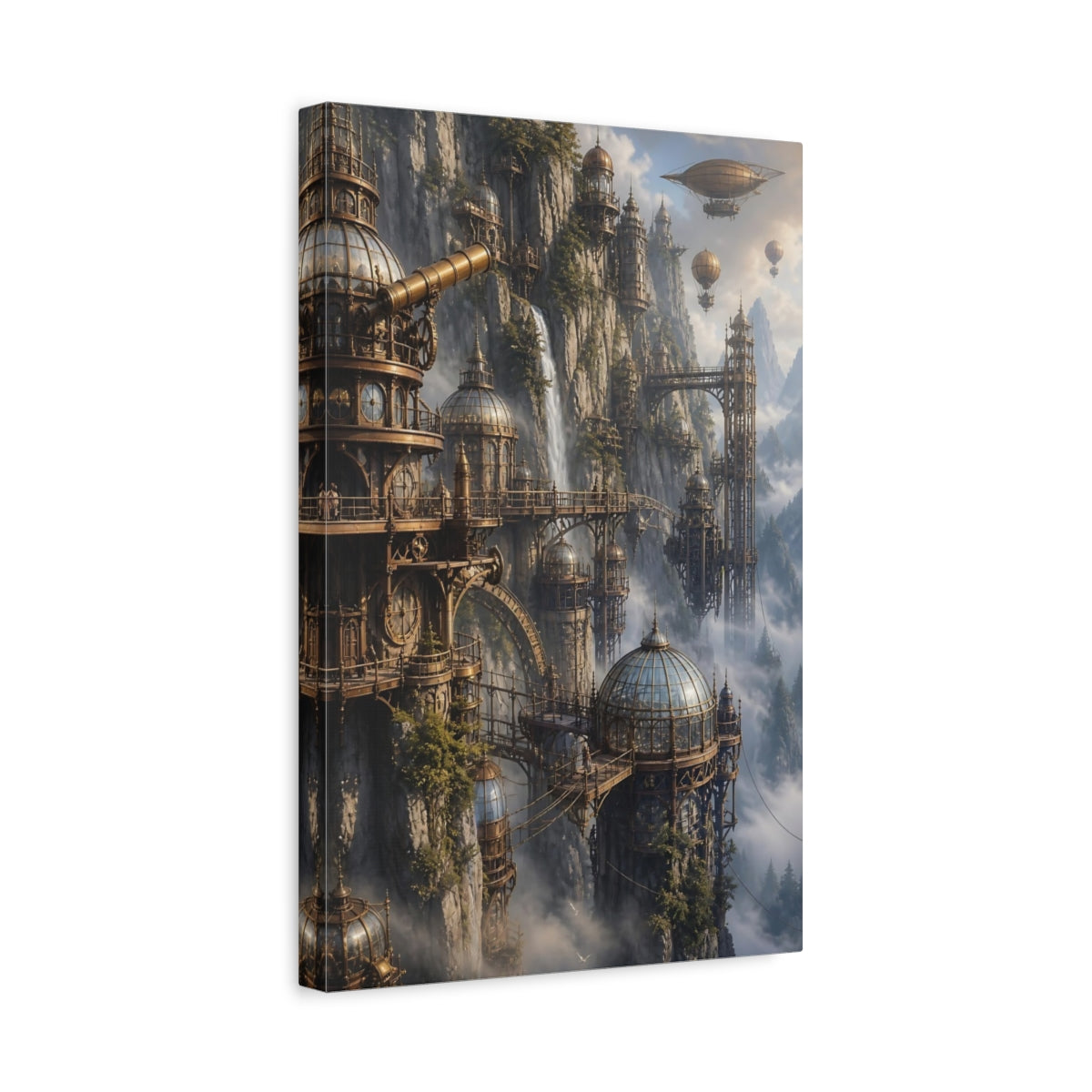 Side Mockup 4. Cliffside Glass Dome City shown as canvas print
