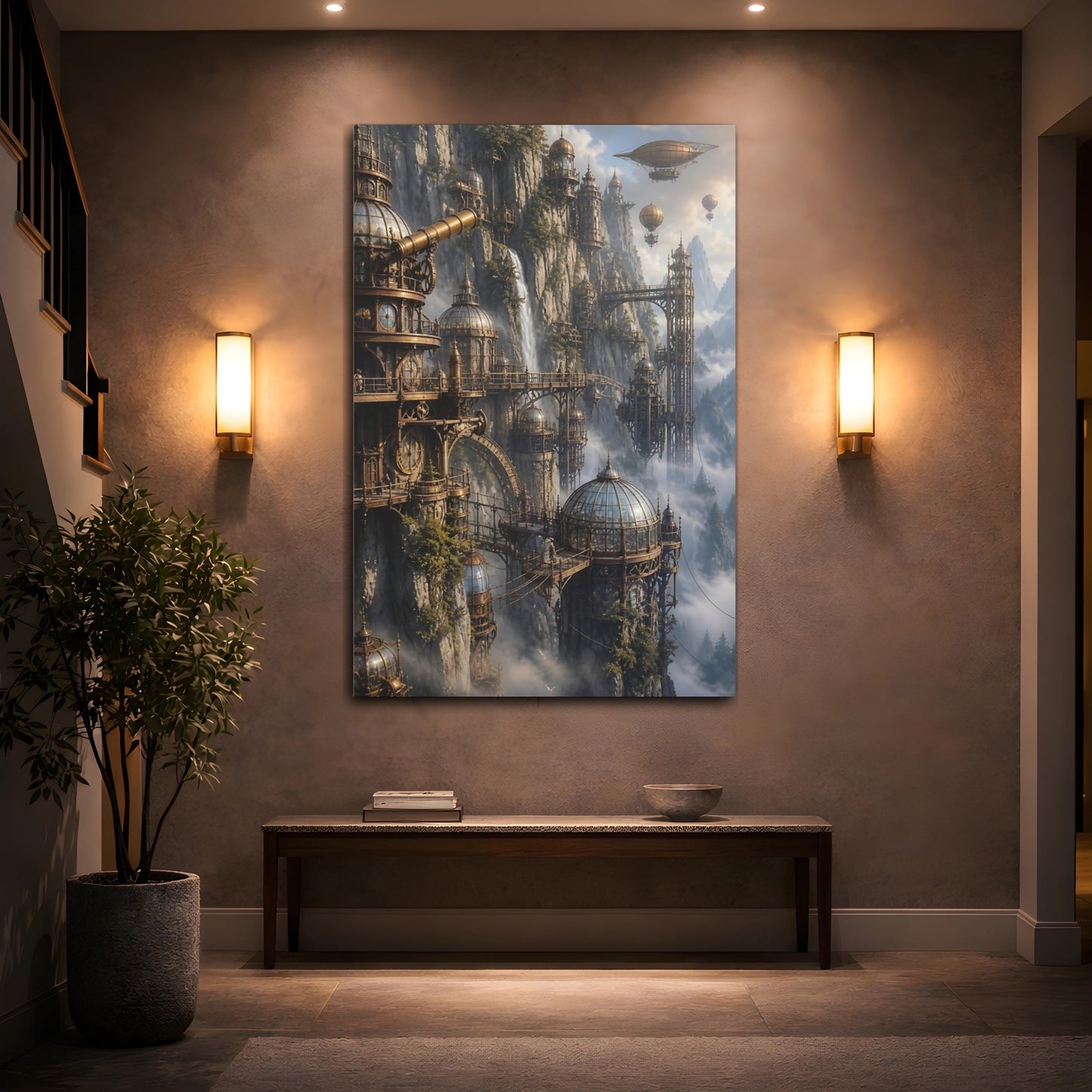 Mockup 2. Cliffside Glass Dome City shown as canvas print
