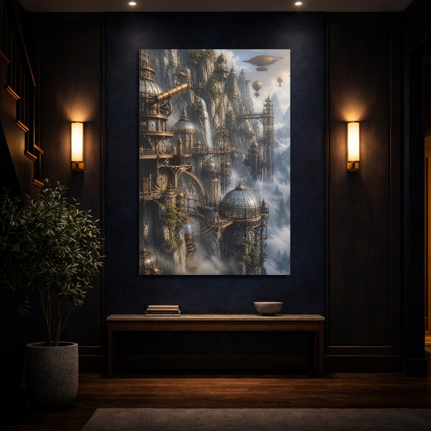 Mockup 4. Cliffside Glass Dome City shown as canvas print