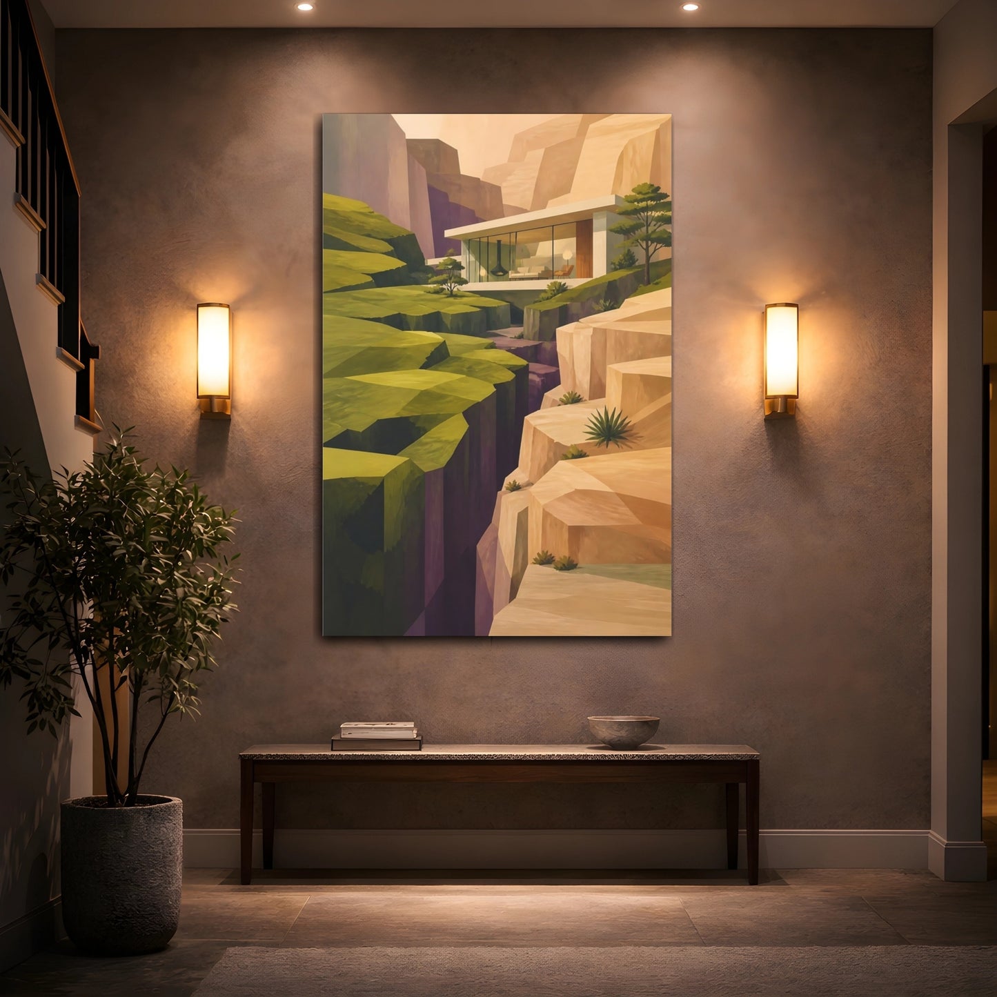 Mockup 2. Cliffside Modern House shown as canvas print