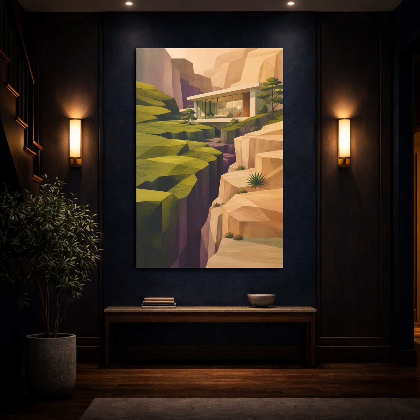 Mockup 4. Cliffside Modern House shown as canvas print