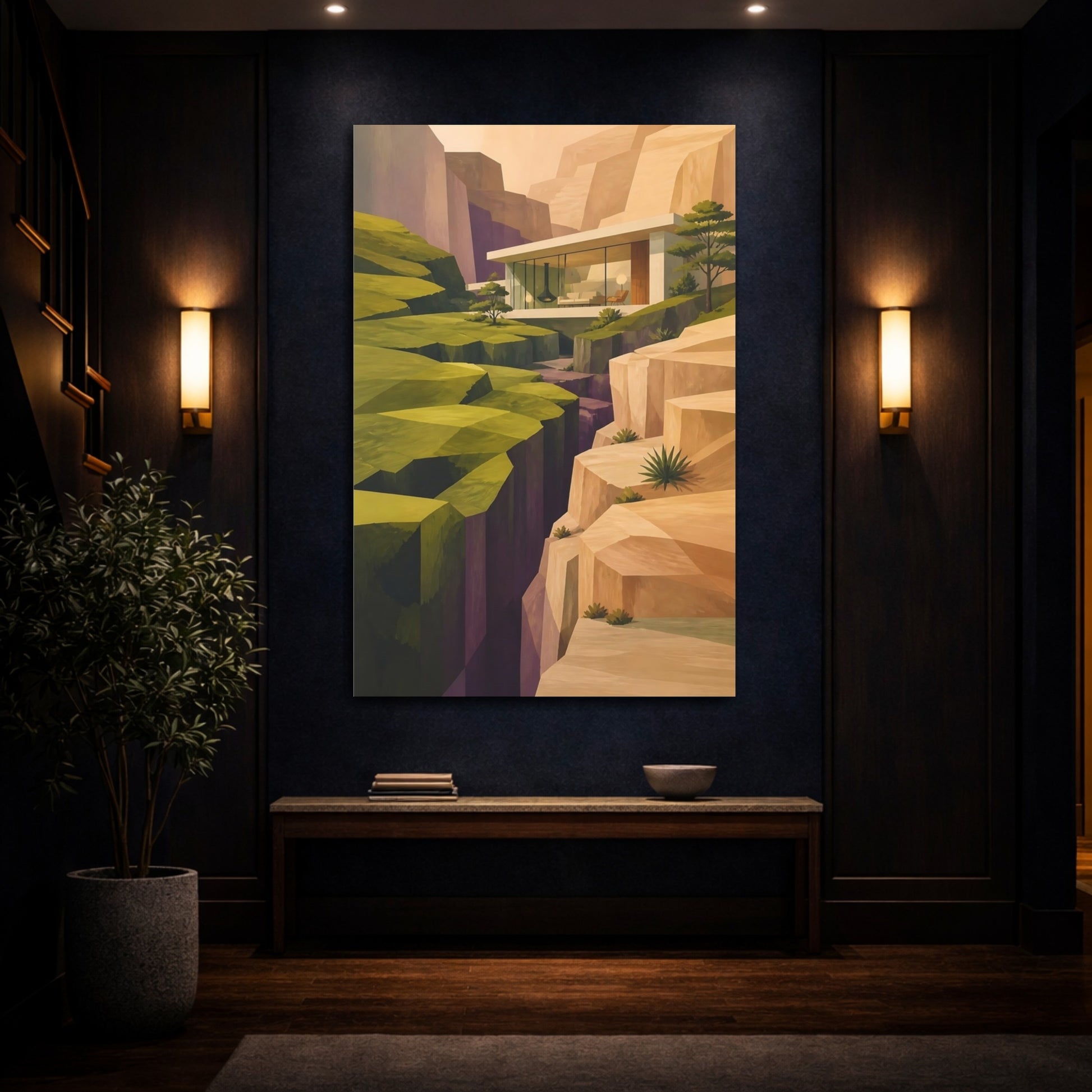 Mockup 4. Cliffside Modern House shown as canvas print
