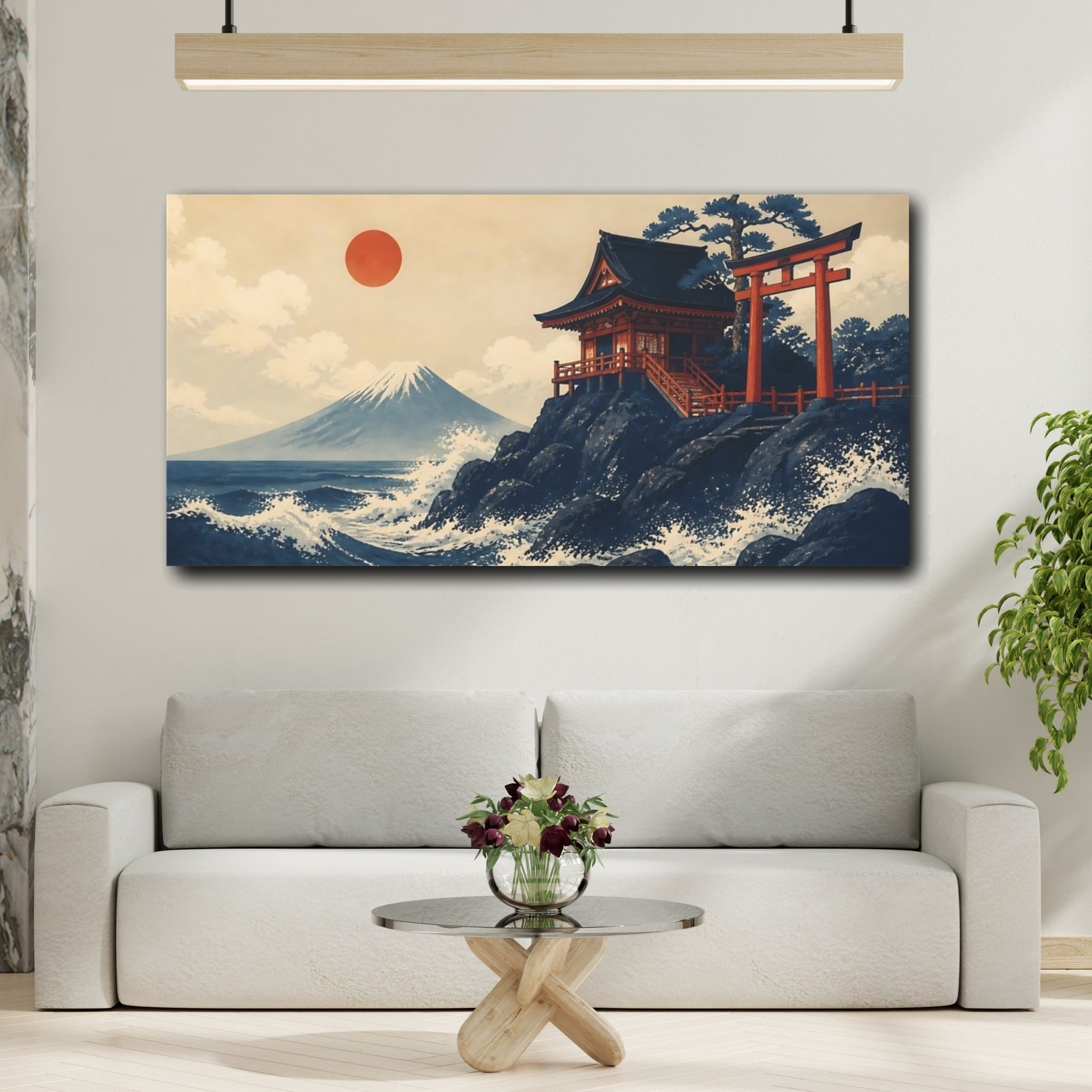 Mockup 2. Cliffside Shinto Shrine shown as canvas print