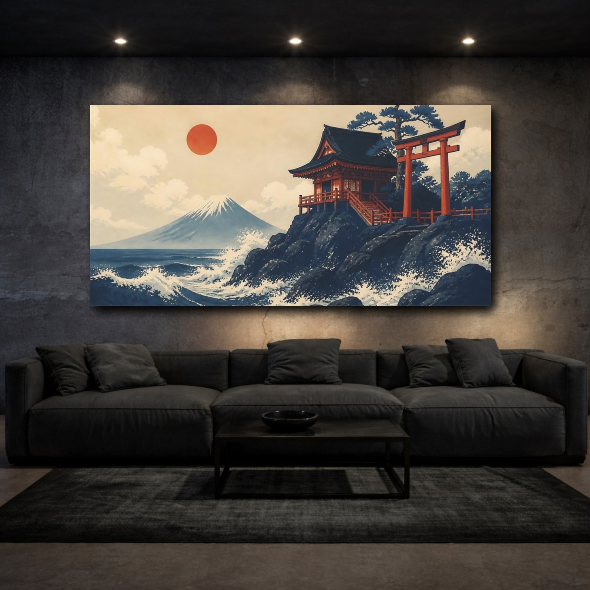 Mockup 3. Cliffside Shinto Shrine shown as canvas print