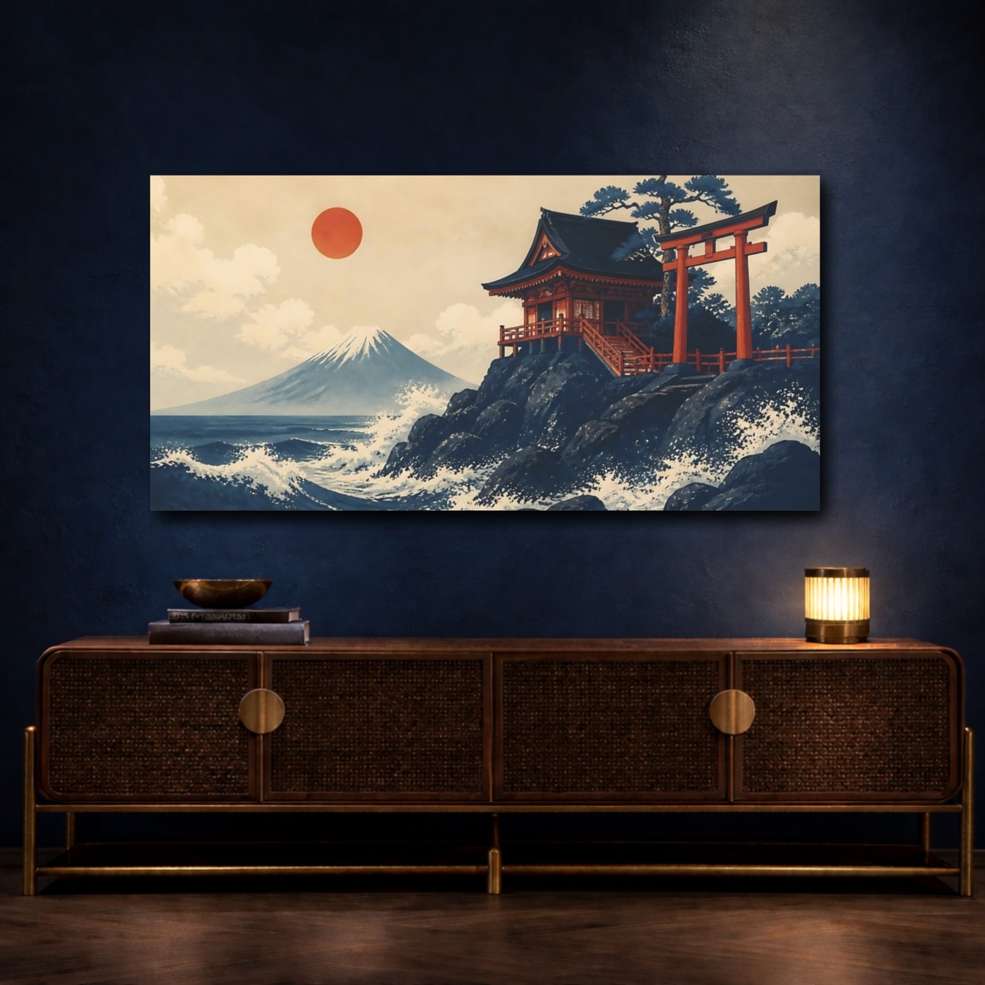 Mockup 4. Cliffside Shinto Shrine shown as canvas print