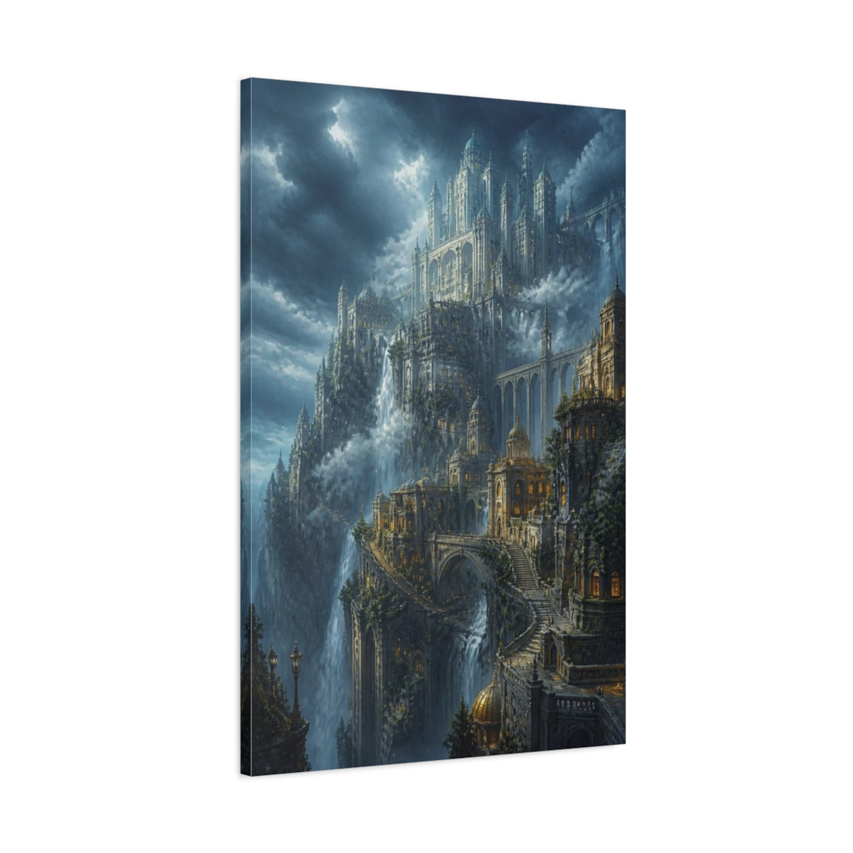 Main Mockup. Cliffside Sky Citadel shown as canvas print