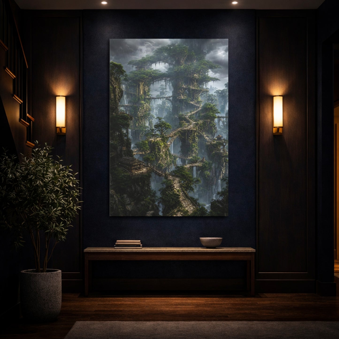 Mockup 4. Cliffside Treehouse Village shown as canvas print
