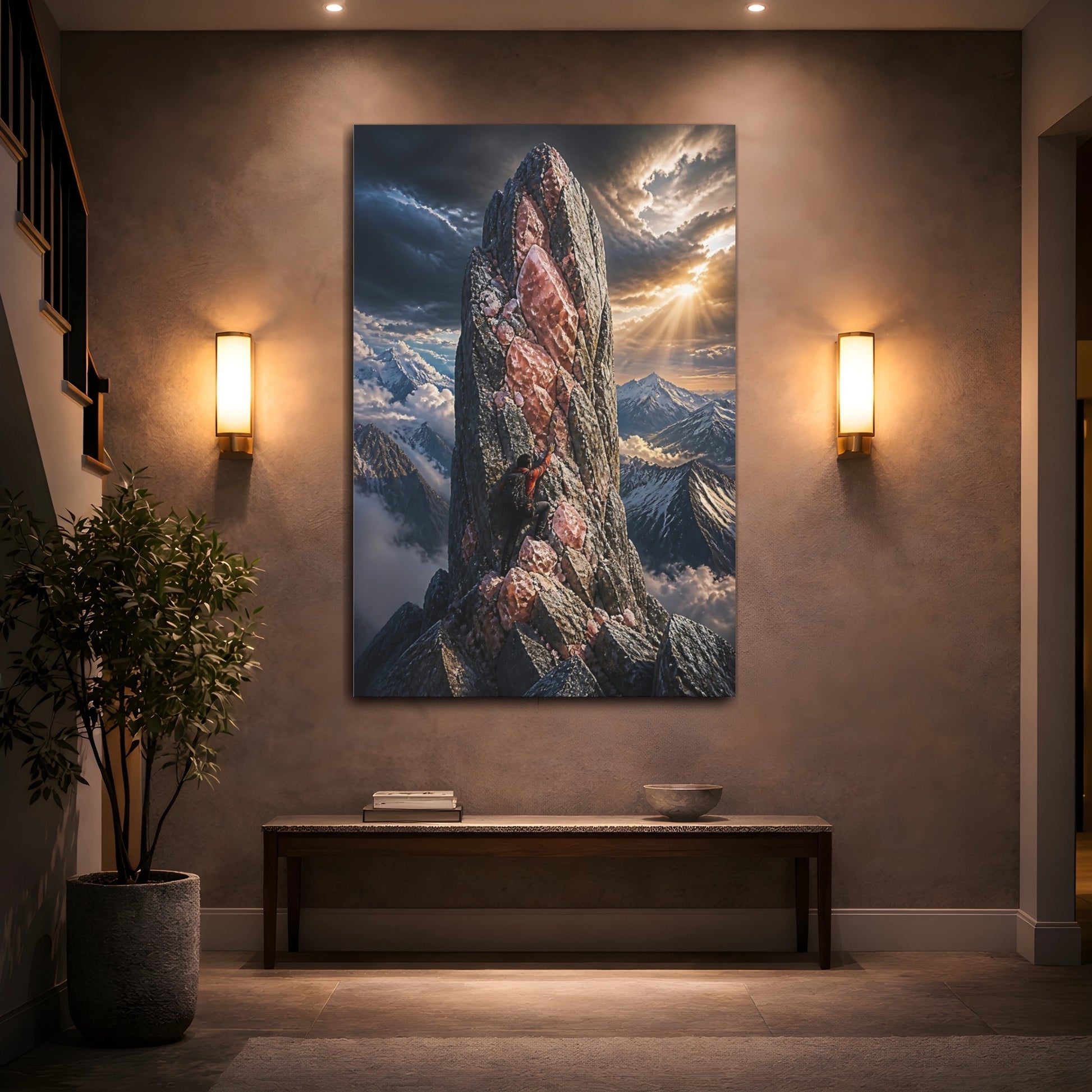 Mockup 2. Climber On Crystal Spire shown as canvas print