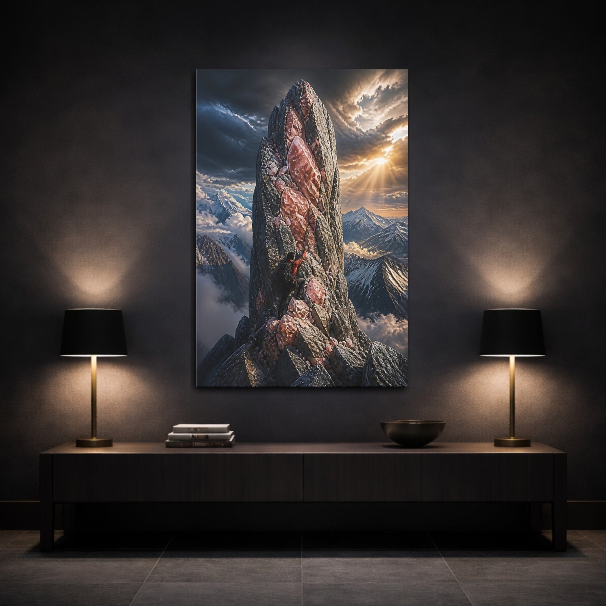 Mockup 3. Climber On Crystal Spire shown as canvas print