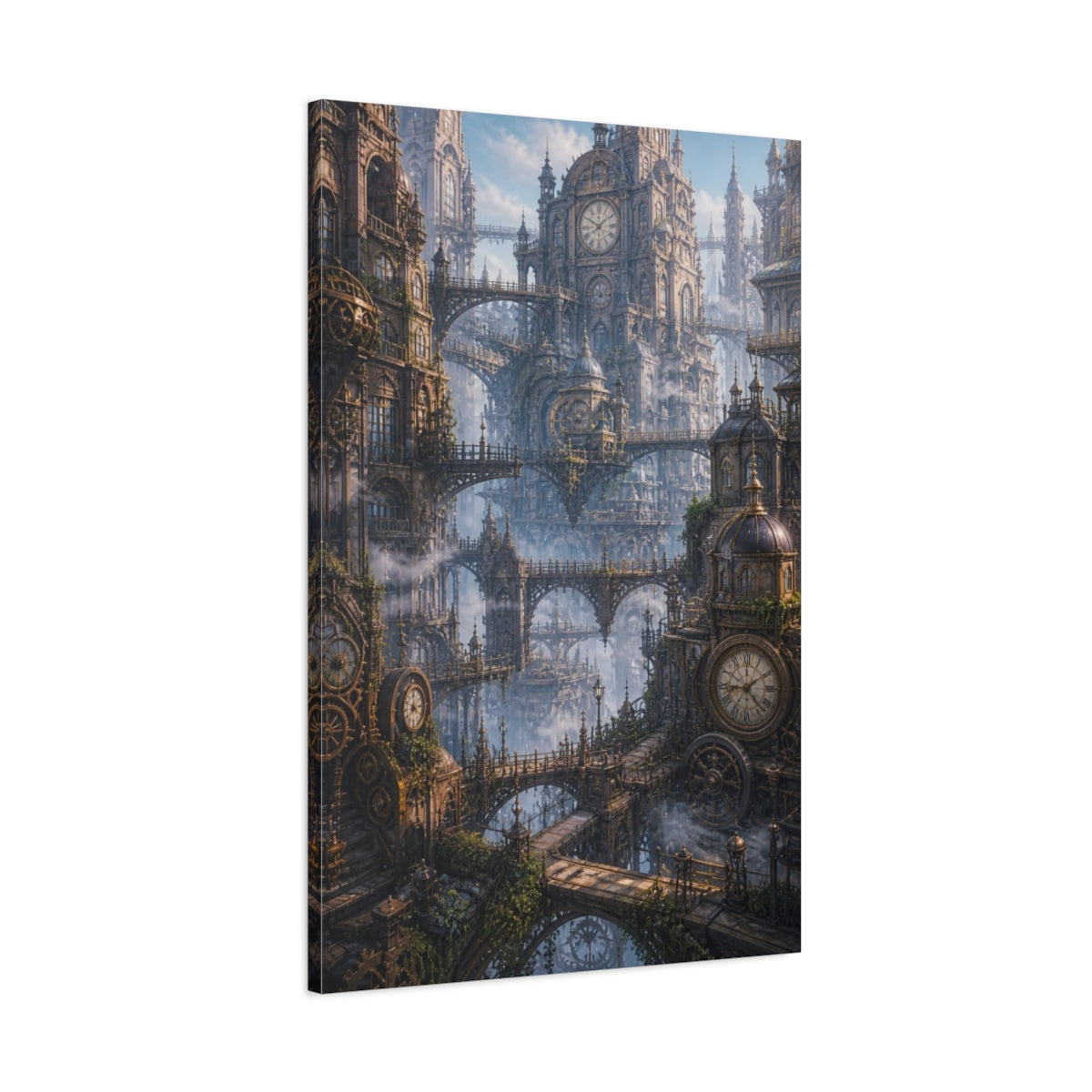 Main Mockup. Clocktower Cityscape shown as canvas print