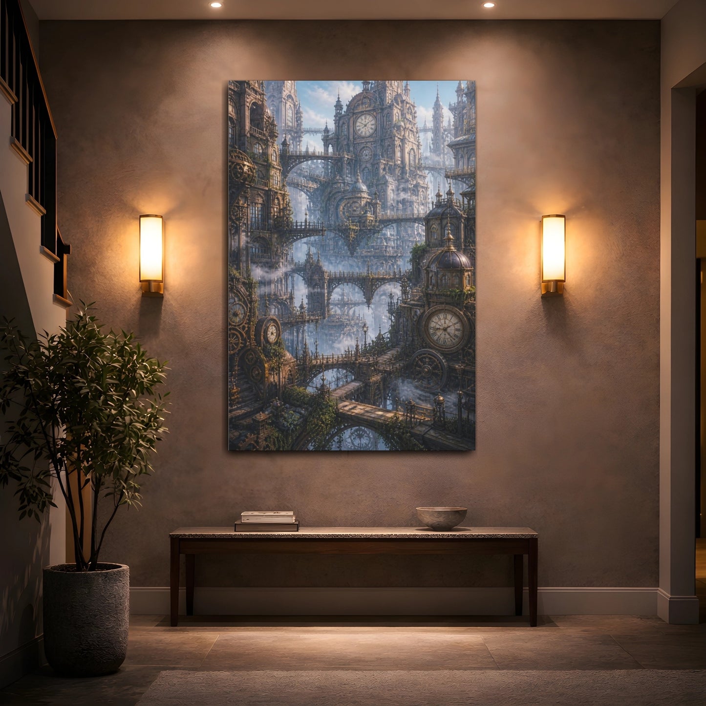 Mockup 2. Clocktower Cityscape shown as canvas print