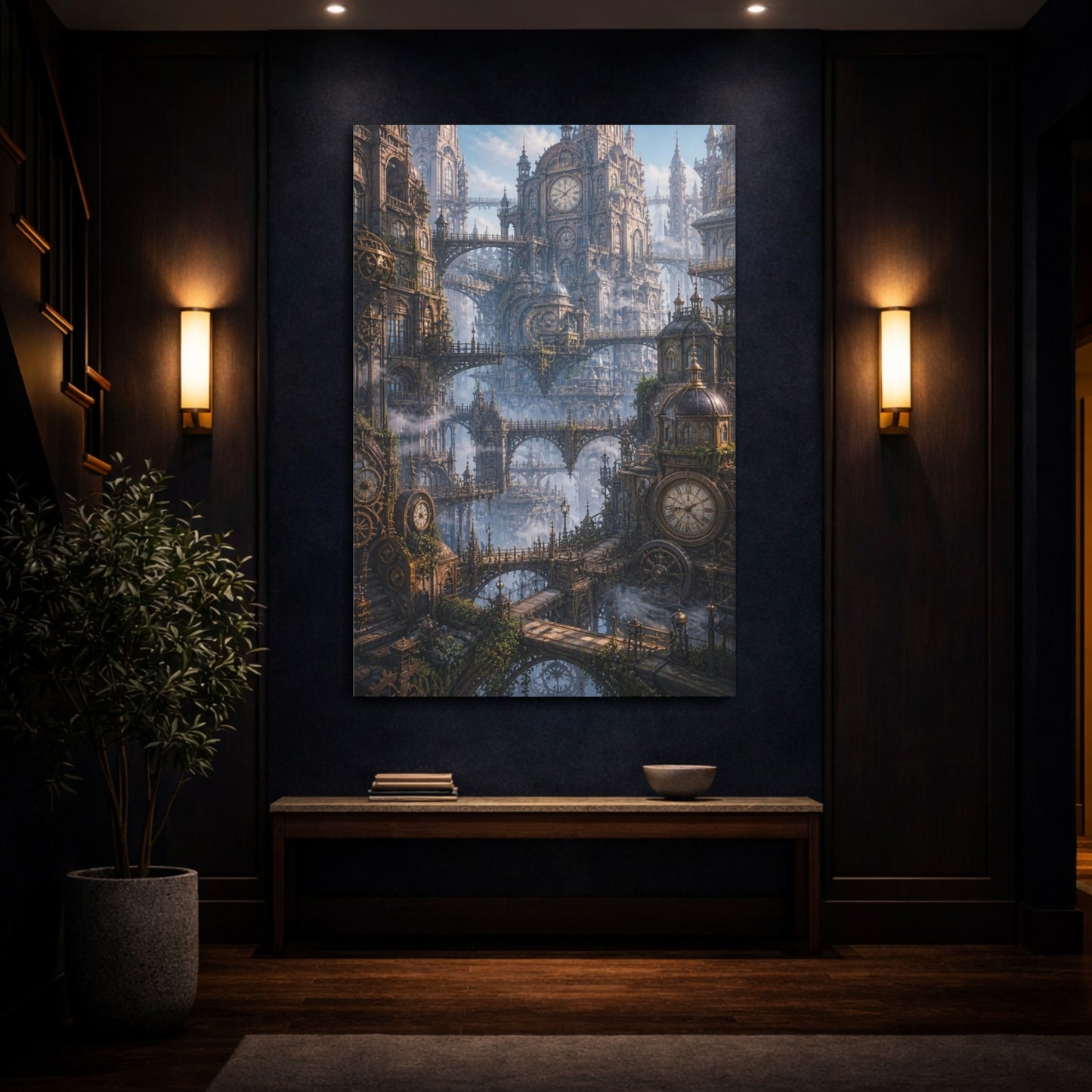 Mockup 4. Clocktower Cityscape shown as canvas print