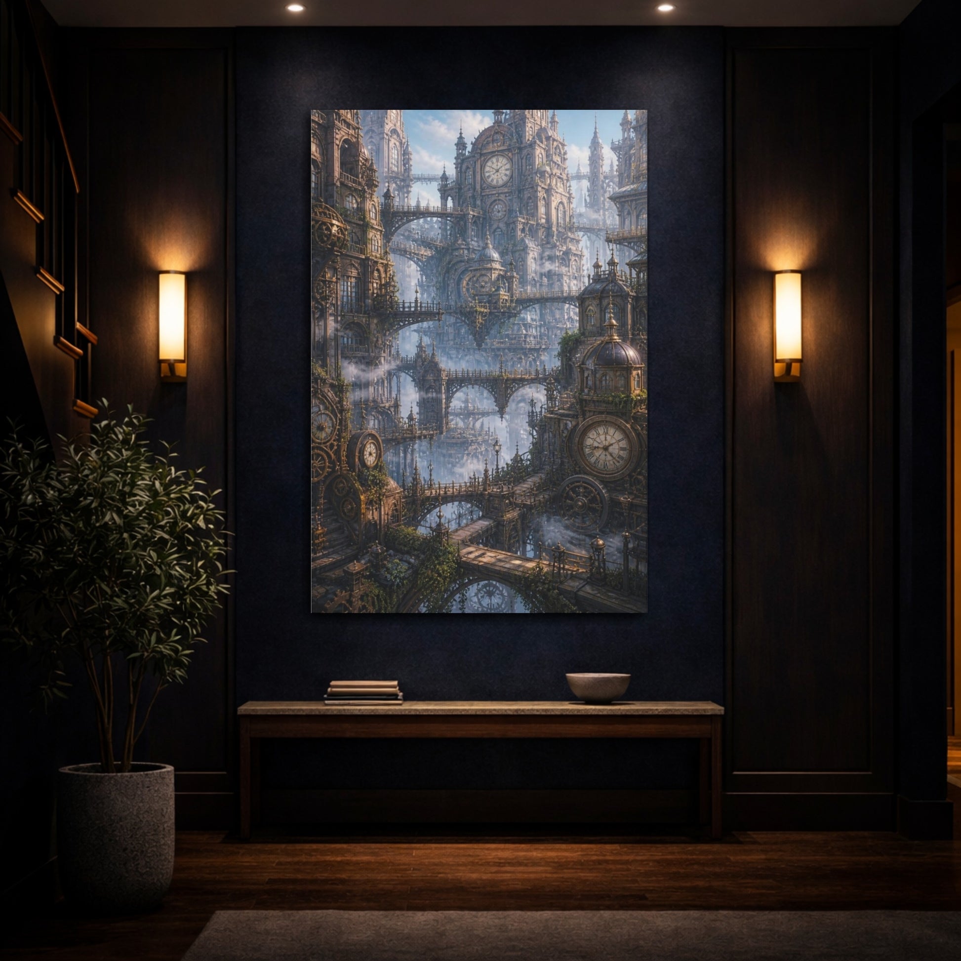 Mockup 4. Clocktower Cityscape shown as canvas print