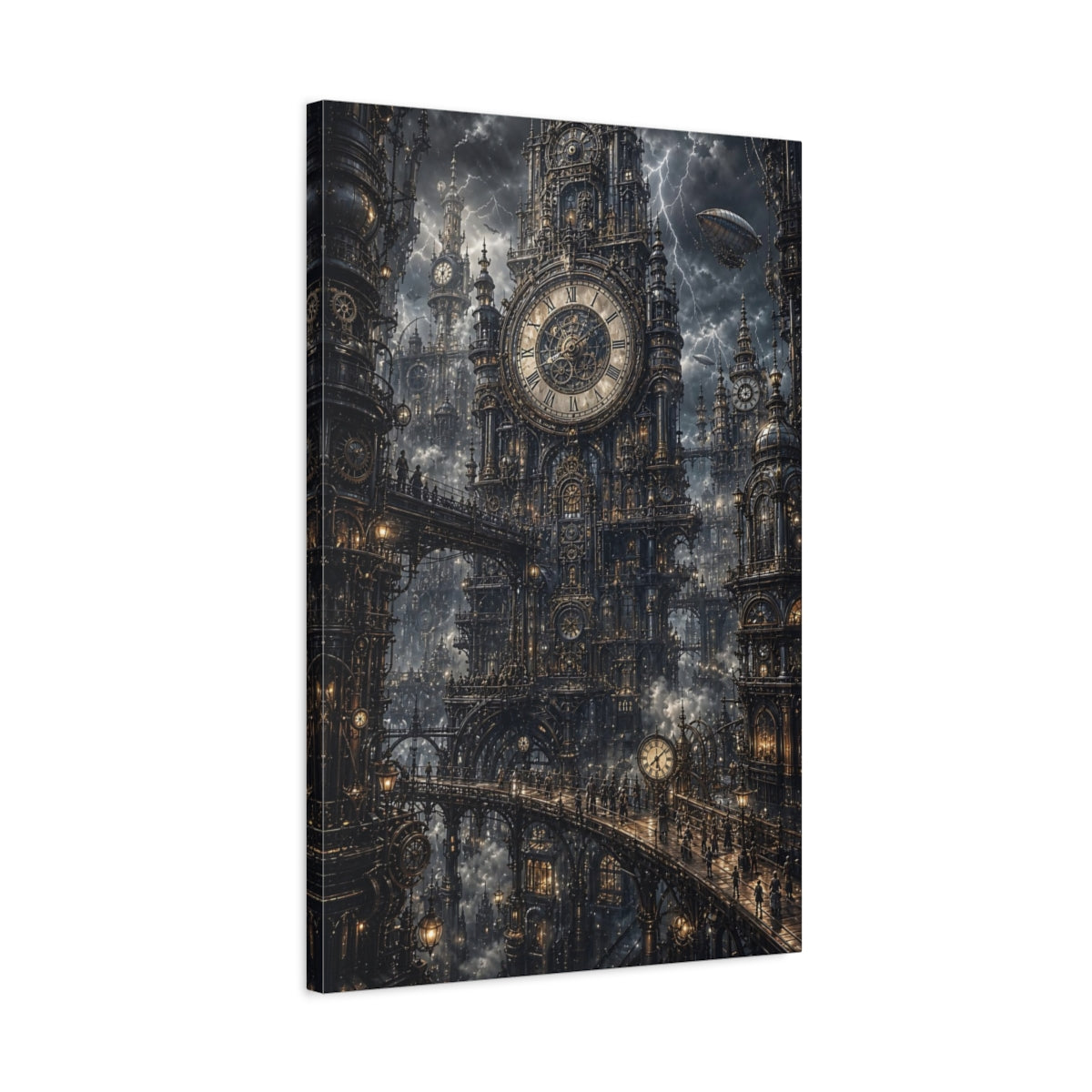 Side Mockup 2. Clockwork Citadel shown as canvas print