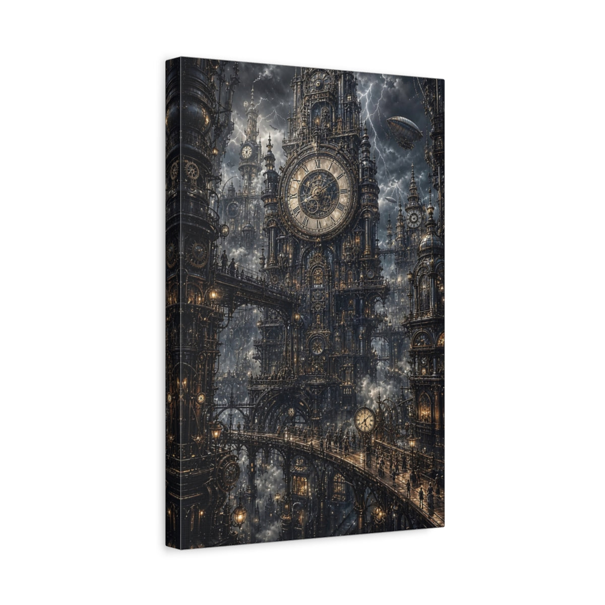 Side Mockup 4. Clockwork Citadel shown as canvas print