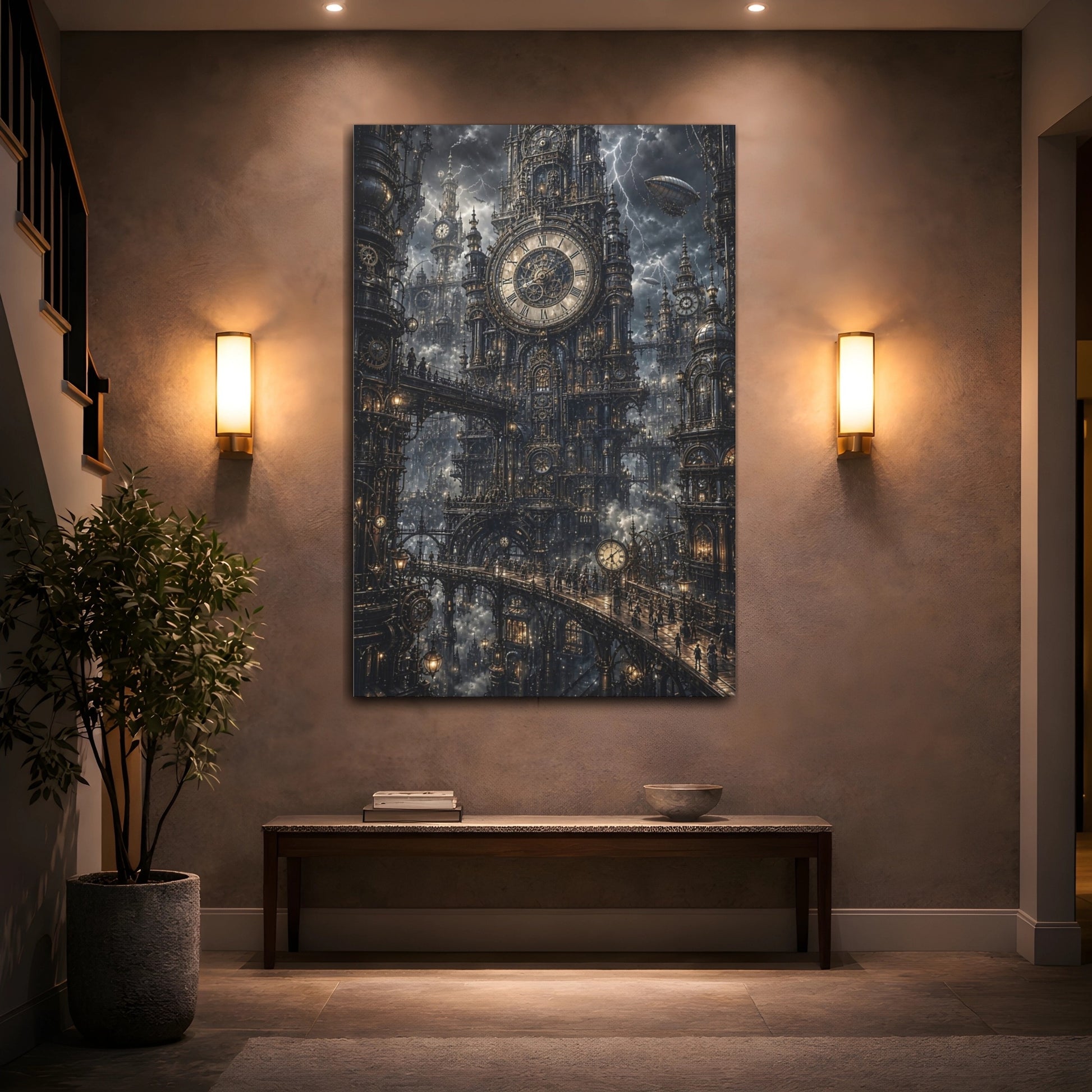 Mockup 2. Clockwork Citadel shown as canvas print