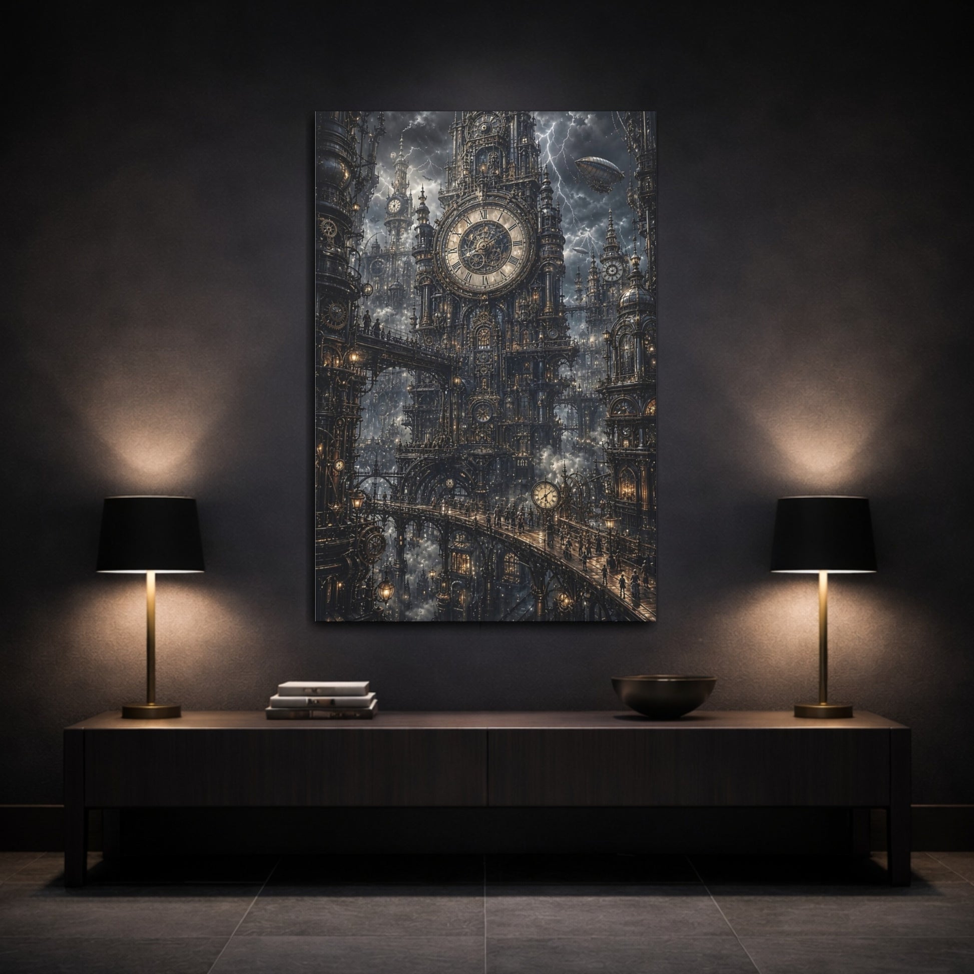 Mockup 3. Clockwork Citadel shown as canvas print