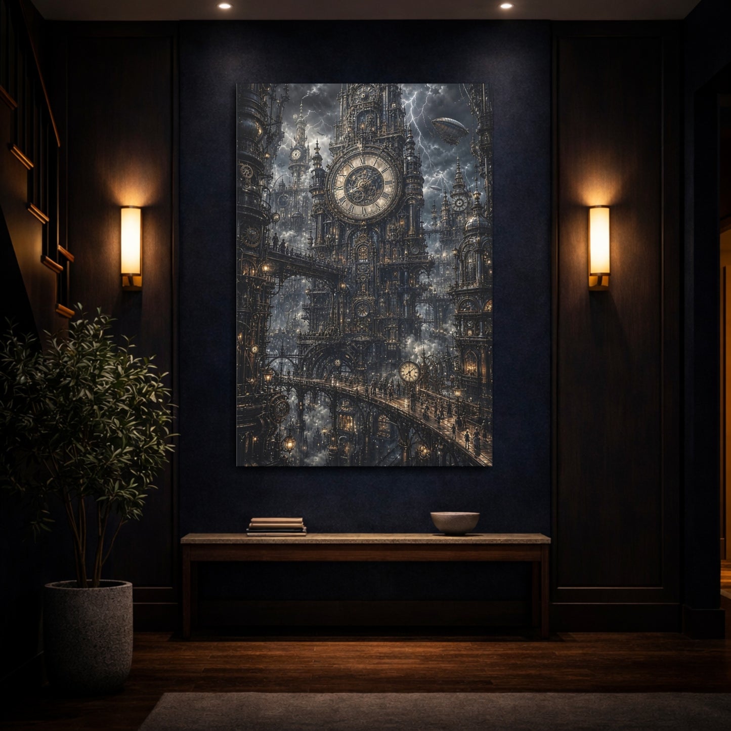 Mockup 4. Clockwork Citadel shown as canvas print