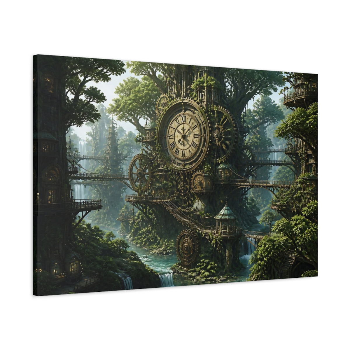 Main Mockup. Clockwork Forest shown as canvas print