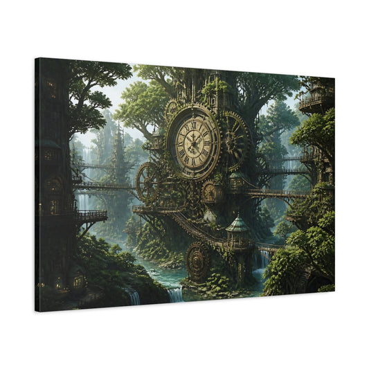 Main Mockup. Clockwork Forest shown as canvas print
