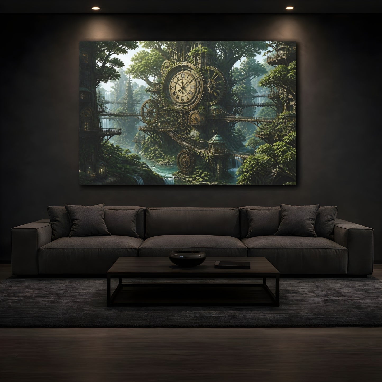 Mockup 3. Clockwork Forest shown as canvas print