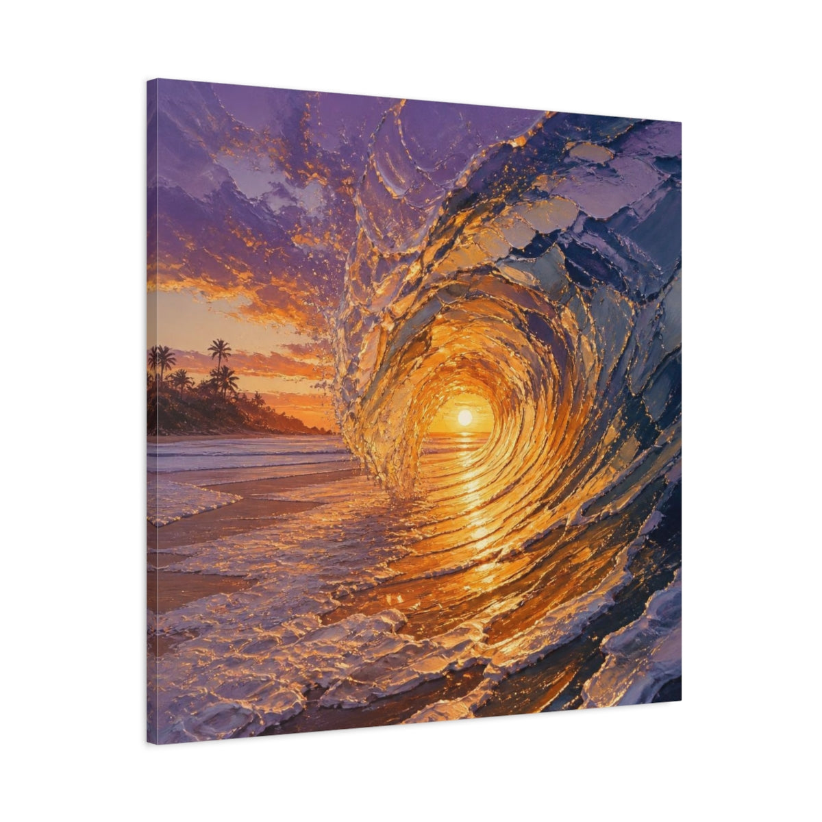 Main Mockup. Coastal Barrel Wave shown as canvas print